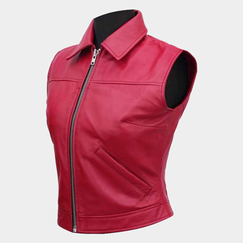 Fighting game inspired Terry Bogard leather vest crafted from genuine sheepskin