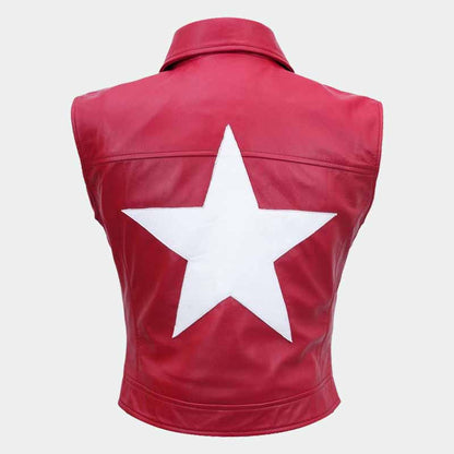 Terry Bogard red sheepskin leather cosplay vest jacket for men and women