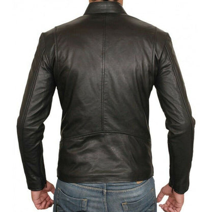 Tony Stark RDJ Black Leather Motorcycle Jacket - Iron Man Inspired