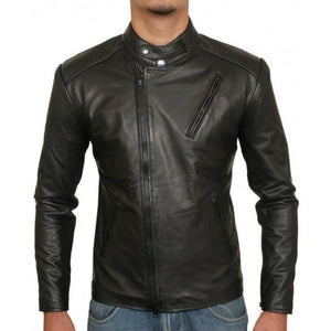 Tony Stark RDJ Black Leather Motorcycle Jacket - Iron Man Inspired