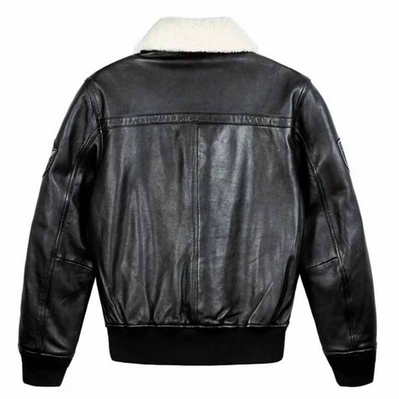Men's Brown Lamb Leather Top Gun G 1 Flight Jacket with Removable Shearling Collar