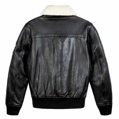 Men's Brown Lamb Leather Top Gun G 1 Flight Jacket with Removable Shearling Collar