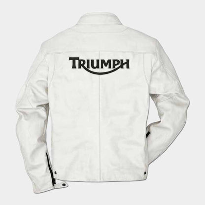 Genuine cowhide Triumph motorcycle racing jacket for men