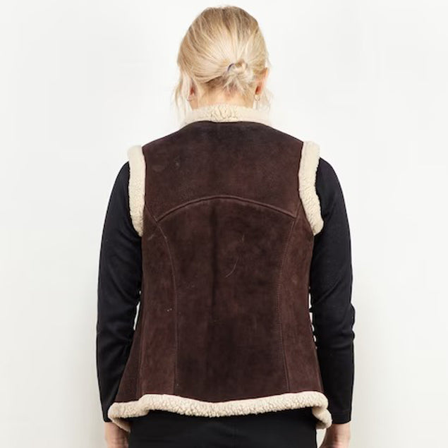 Vintage 70s Women's Brown Sheepskin Shearling Vest