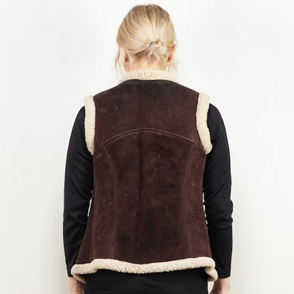 Vintage 70s Women's Brown Sheepskin Shearling Vest