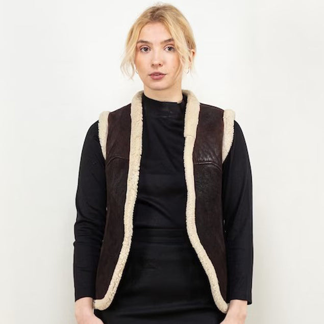 Buy Vintage 70s Women's Brown Sheepskin Shearling Vest