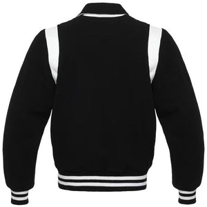 Vintage Black Wool Collage Bomber Jacket - Men's Varsity Letterman Baseball Style