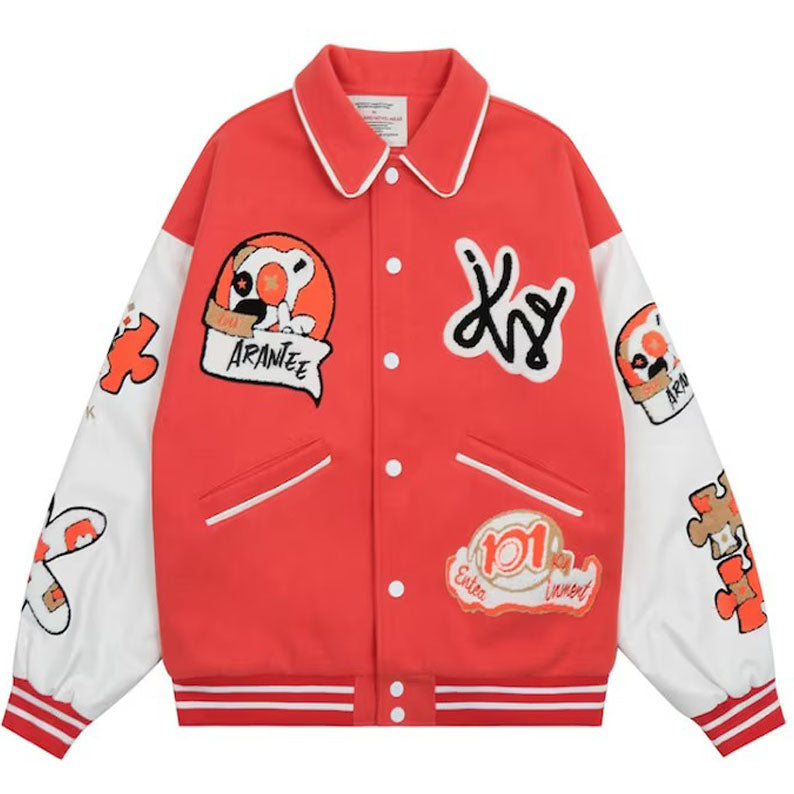 Carolinas Leather Man’s Varsity Baseball Jacket Wool Varsity Jacket Faux  leather Sleeves with Patchwork Embroidery Jacket at  Men’s Clothing