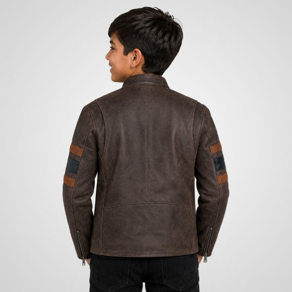 Wolverine inspired kids Napa sheepskin leather jacket