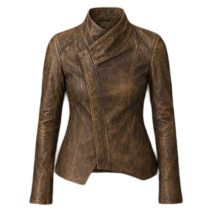 leather overlay on brown leather coat