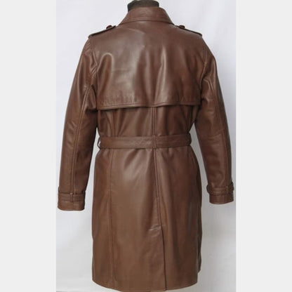 Women’s Long Brown Leather Coat