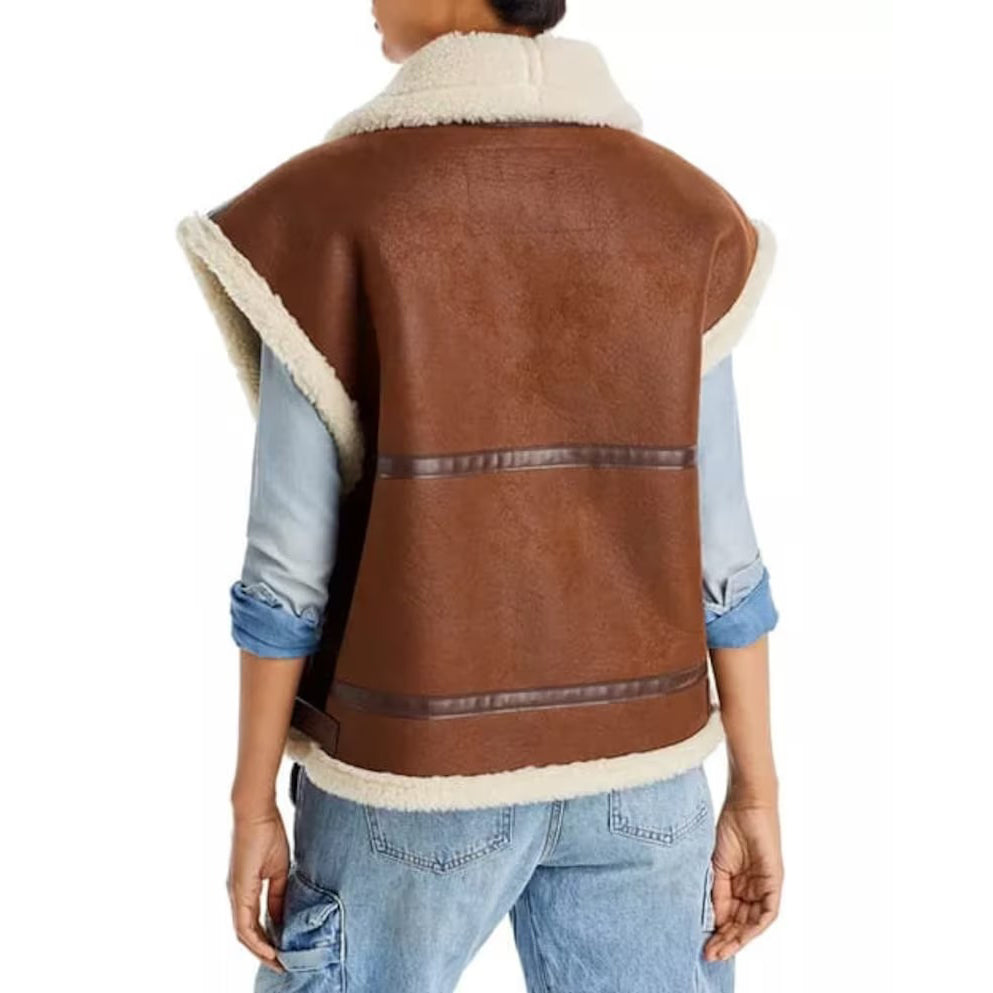 Women's Suede Shearling Fur Sherpa Vest