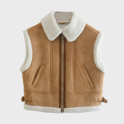 Women's Vintage Sleeveless Faux Shearling Vest