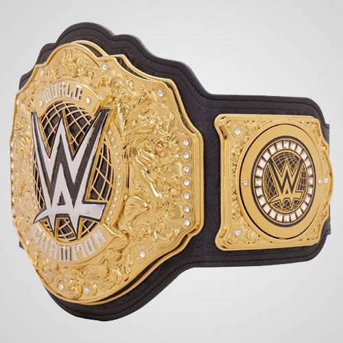 WWE heavyweight title belt with zinc metal championship plates