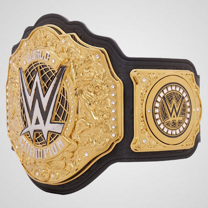 WWE heavyweight title belt with zinc metal championship plates