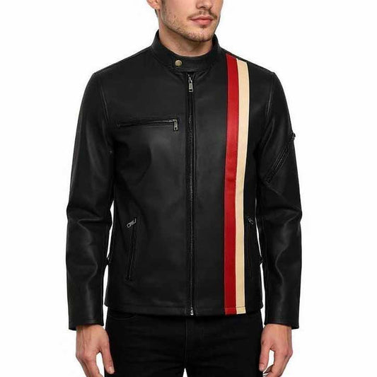 Men Black Real Leather Jacket with X Men Cyclops Inspired Style - 3amoto shop
