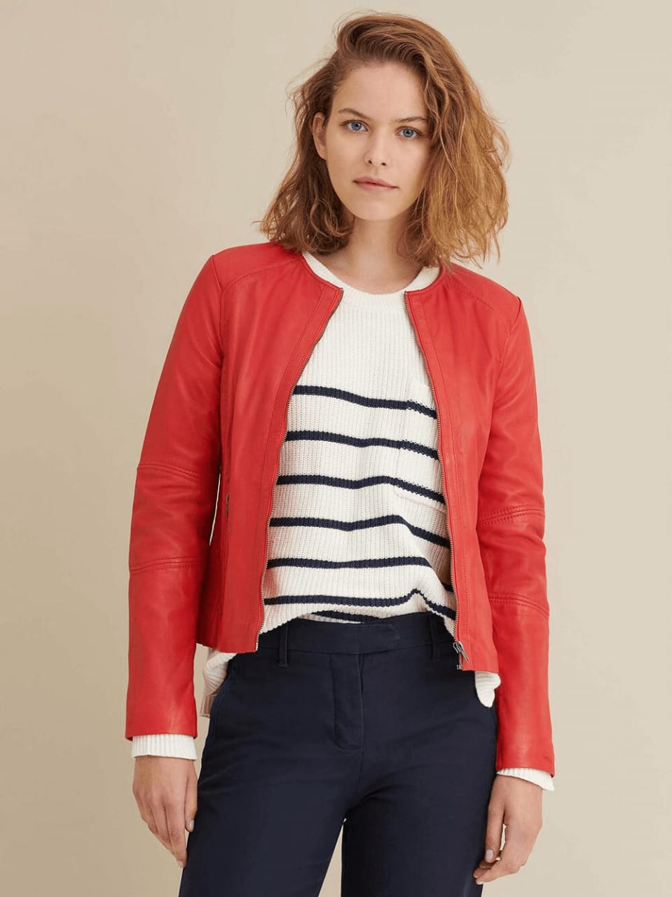 Women’s Red Moto Leather Jacket