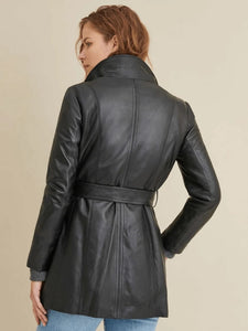 Women’s Long Black Leather Coat