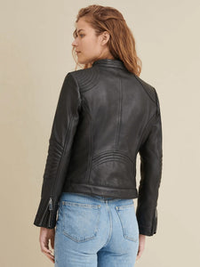 Women’s Black Genuine Leather Biker Jacket