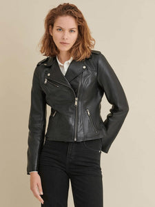 Women’s Classic Black Leather Biker Jacket