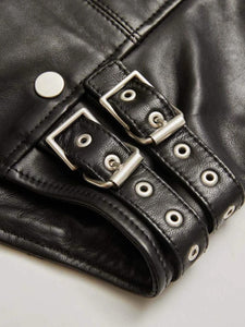 Women’s Black Sheepskin Leather Biker Jacket