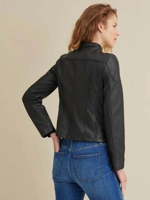 Women’s Black Leather Biker Jacket