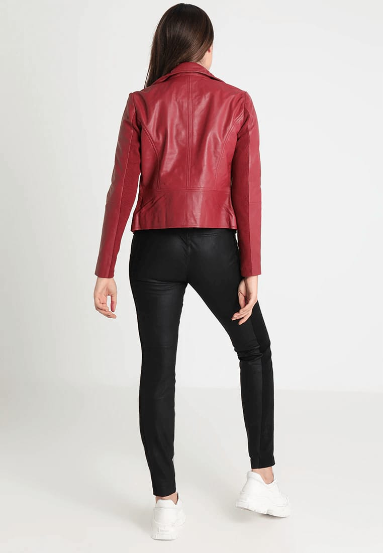 Buy NATURAL LEATHER Women's Genuine Leather Bomber Biker Red Jacket.(ZL08_Red_S)  at Amazon.in