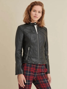Women’s Black Leather Jacket Genuine Sheepskin