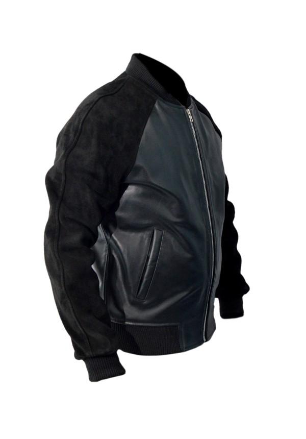 Black Leather Jacket With Suede