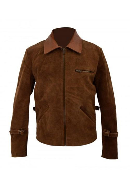 Allied Brad Pitt Brown Suede Leather Jacket