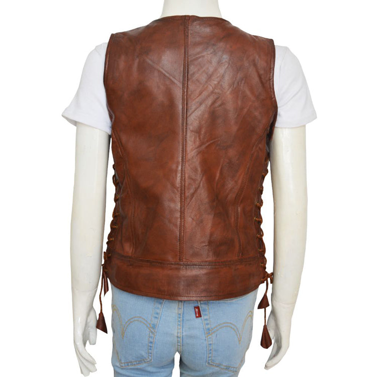 Women Brown Leather Vest