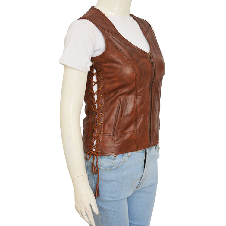 Brown Leather Vest Women