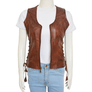 Women Brown Leather Vest