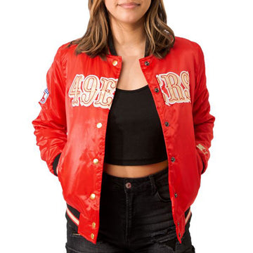 San Francisco 49ers 80s Satin Jacket S / White / Female