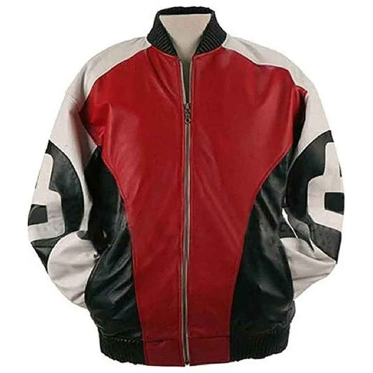 8 Ball Logo Bomber Leather Jacket Mens - Fashion Leather Jackets USA - 3AMOTO