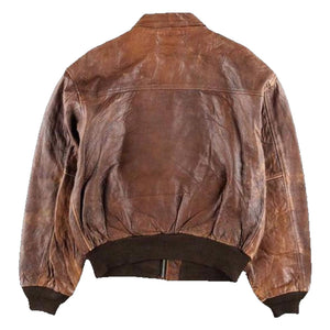 80s A2 Flight Vintage Style Military Real Leather Jacket Distressed Bomber Coat Back