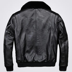 A2 USAF Pilot Leather Bomber Jacket with Faux Fur Collar