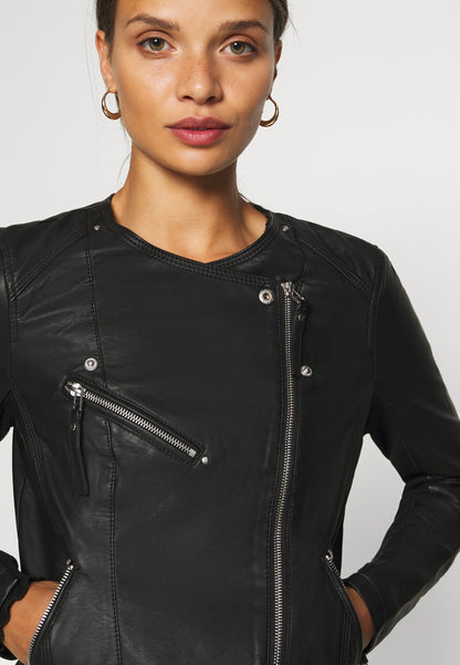 Trendy Women’s Black Sheepskin Leather Biker Jacket