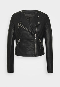 Trendy Women’s Black Sheepskin Leather Biker Jacket