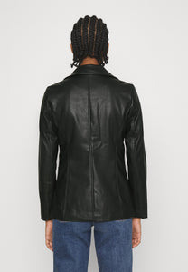 Women’s Genuine Black Leather Blazer