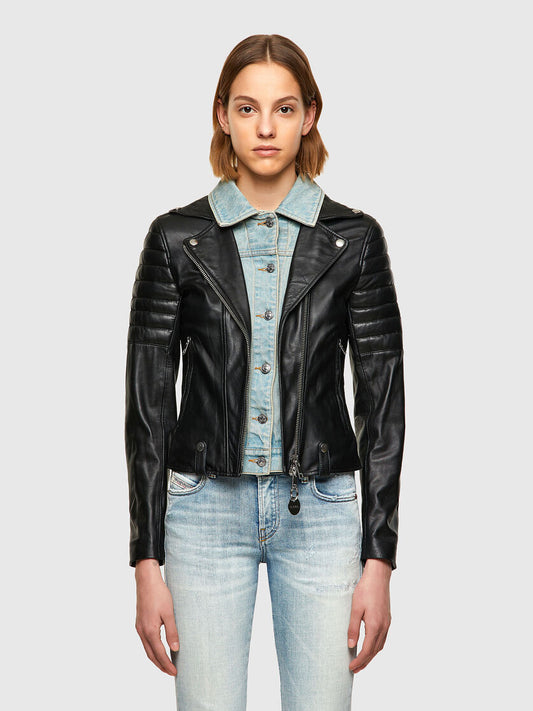 Women’s Trendy Black Leather Biker Jacket - Fashion Leather Jackets USA - 3AMOTO