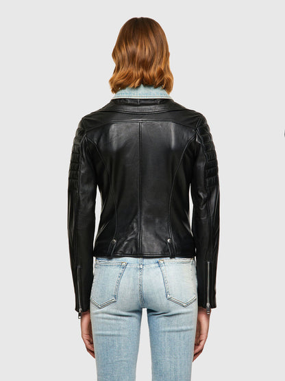 Women’s Trendy Black Leather Biker Jacket