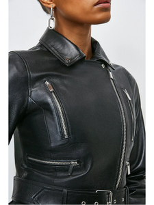 Women’s Black Leather Short Fit Biker Jacket