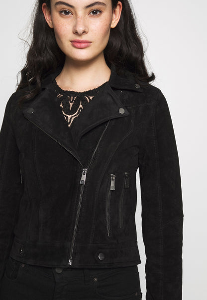 Women’s Black Suede Leather Biker Jacket