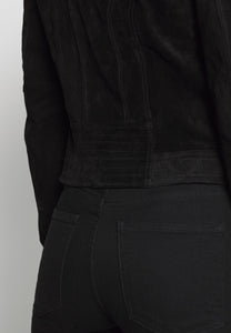 Women’s Black Suede Leather Biker Jacket