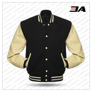AMERICAN VARSITY JACKETS WOOL BODY ORIGINAL LEATHER SLEEVES - 3A MOTO LEATHER