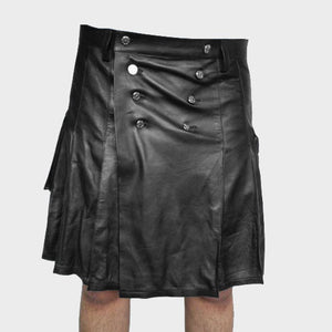 ample pleated leather kilt for men