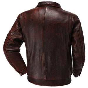 Air Force Flight Suit Genuine Leather Jacket Mens Top Layer Cowhide Retro Vintage Bomber Jacket Motorcycle Jacket