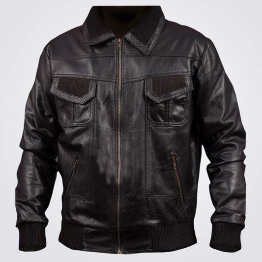 American Bomber Leather Jacket For Men - Fashion Leather Jackets USA - 3AMOTO