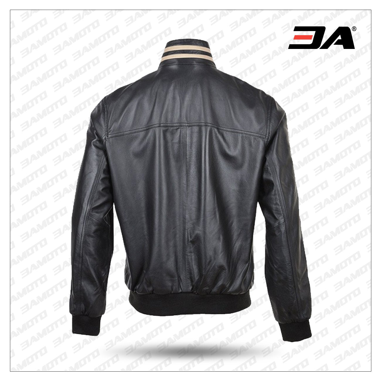 Ashwood Striped Collar Leather Bomber Jacket - 3A MOTO LEATHER